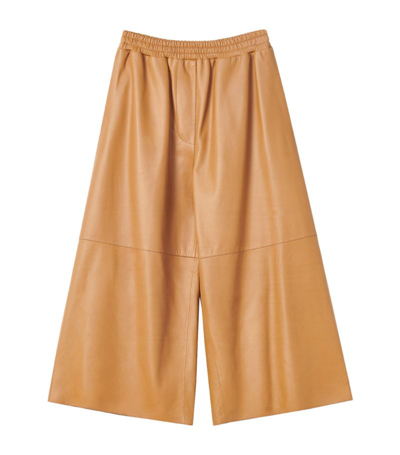 Shop Loewe Lambskin Cropped Trousers In Brown