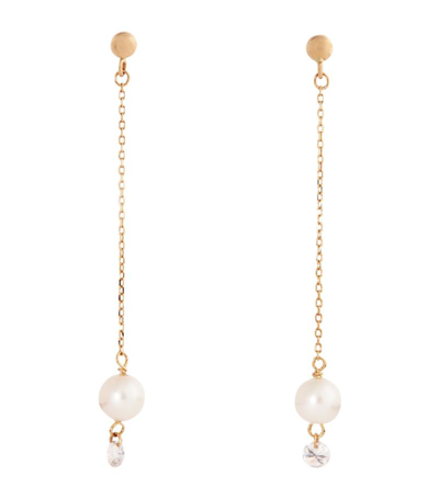 Shop Persée Yellow Gold, Diamond And Pearl Perlee Earrings