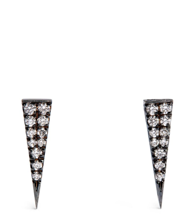 Shop Eva Fehren Blackened White Gold And Diamond Fringe Stud Earrings