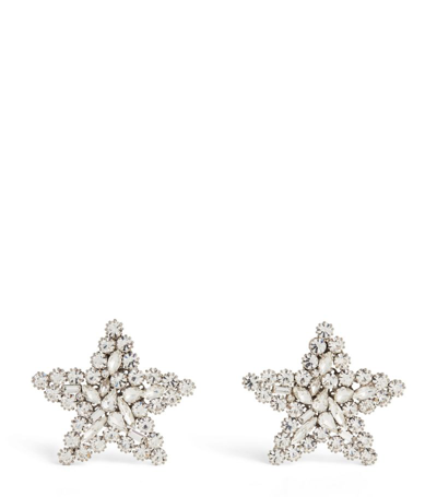 Shop Alessandra Rich Crystal-embellished Star Earrings In Silver