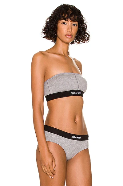 Shop Tom Ford Logo Bandeau Bra Top In Grey Melange