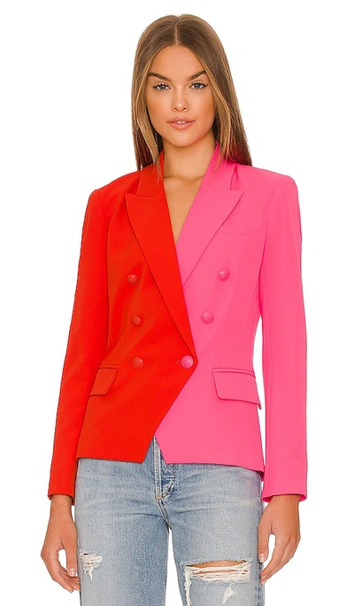 Shop L Agence Kenzie Double Breasted Blazer In Red