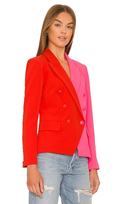 Shop L Agence Kenzie Double Breasted Blazer In Red