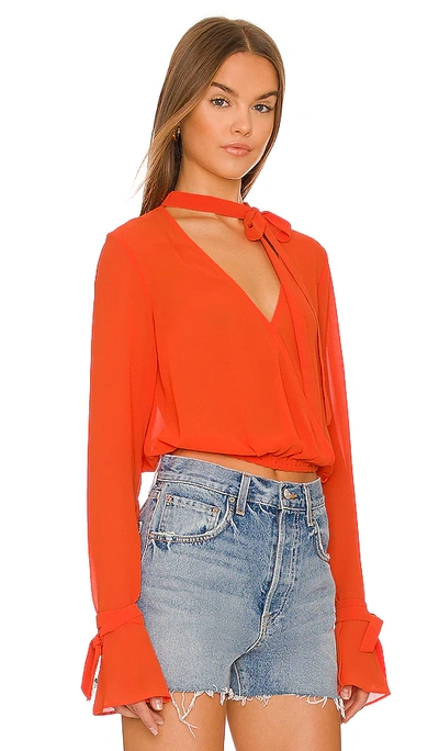 Shop House Of Harlow 1960 X Revolve Joli Tie Cuff Blouse In Red