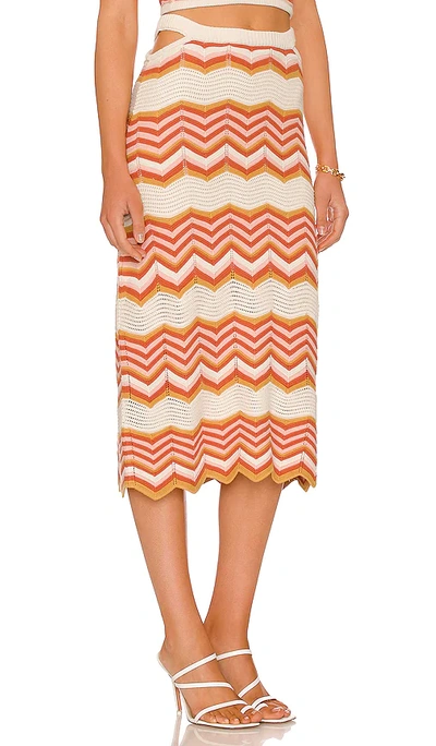 Shop Mother The Cut-it-out Midi Skirt In Orange