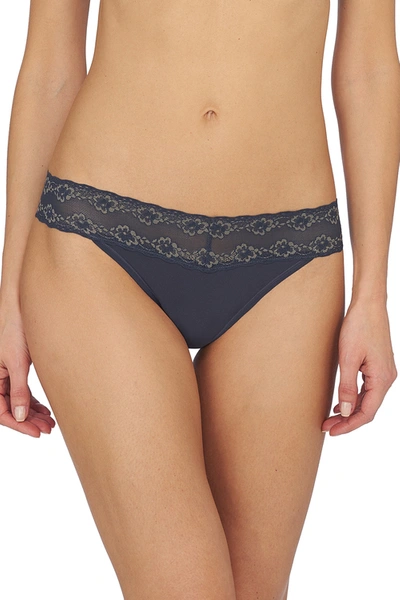 Shop Natori Bliss Perfection One-size Thong In Ash Navy/anchor