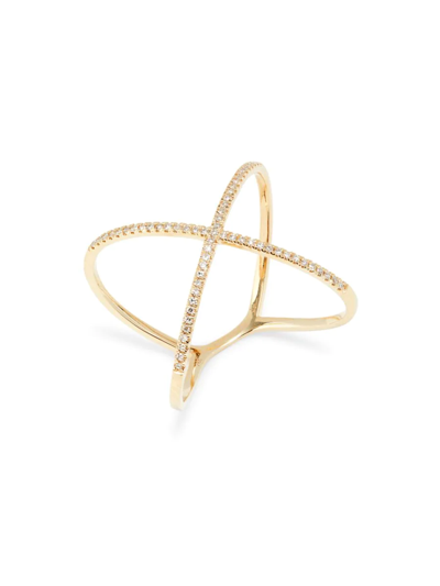 Shop Saks Fifth Avenue Women's 14k Yellow Gold & 0.18 Tcw Diamond Criss Cross Ring