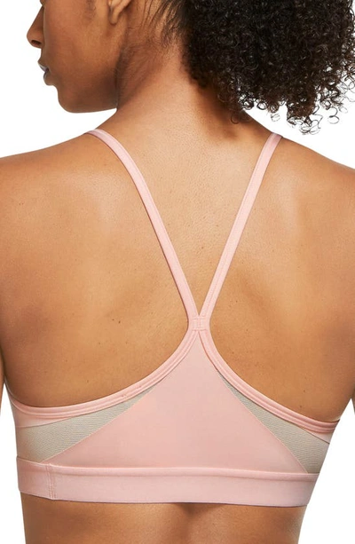 Shop Nike Indy Mesh Inset Sports Bra In Atmosphere/ White
