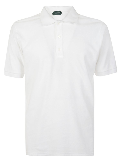 Shop Zanone Towelling Straight Hem Polo Shirt In White