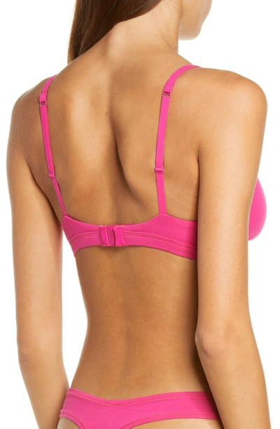 Skims Stretch Cotton Triangle Bralette In Raspberry