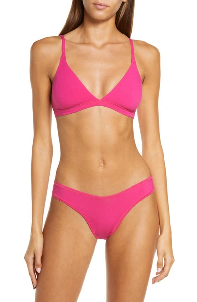 Skims Stretch Cotton Triangle Bralette In Raspberry