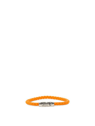 Shop Ferragamo Salvatore  Braided Logo Engraved Bracelet In Orange