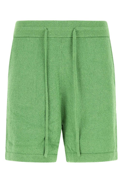 Shop Nanushka Stretch Drawstring Bermuda Shorts In Green
