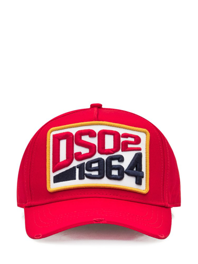 Shop Dsquared2 1964 Logo Patch Distressed Cap In Red