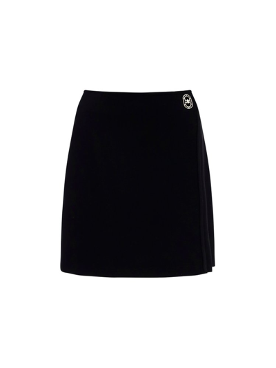 Shop Ferragamo Salvatore  Logo Plaque Embellished Skirt In Black