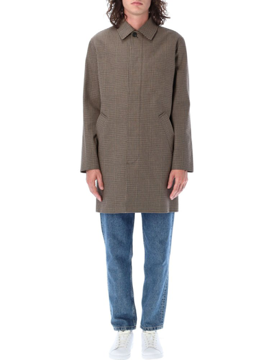 Shop Apc A.p.c. Long Sleeved Emilien Houndstooth Coat In Multi