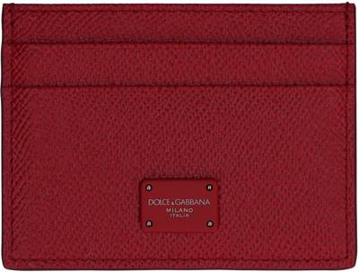 Shop Dolce & Gabbana Logo Plaque Cardholder In Red