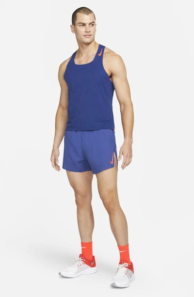 Shop Nike Aeroswift 4" Running Shorts In Deep Royal Blue/ Crimson