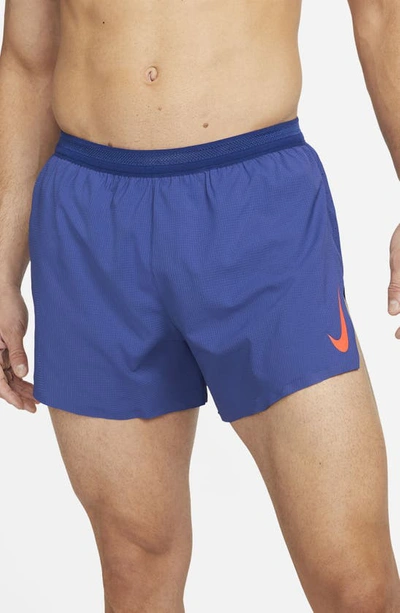 Shop Nike Aeroswift 4" Running Shorts In Deep Royal Blue/ Crimson