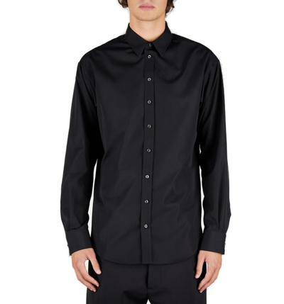 Shop Dsquared2 Curved Hem Buttoned Shirt In Black