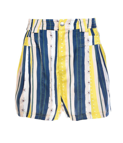 Shop Koché High Waist Striped Shorts In Multi