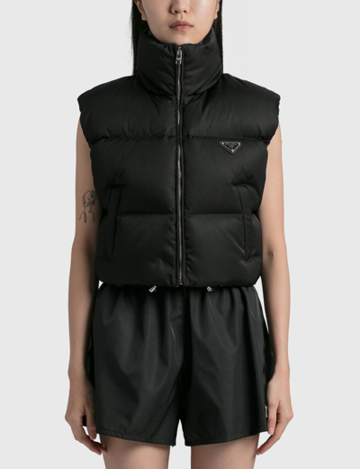 Shop Prada Re-nylon Puffer Vest In Black