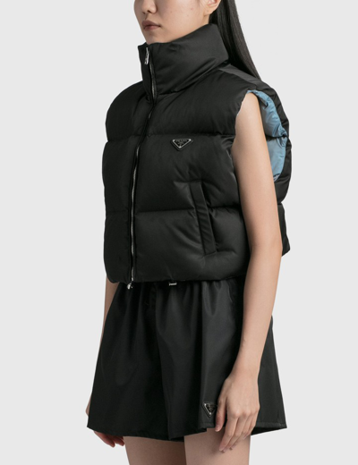 Shop Prada Re-nylon Puffer Vest In Black