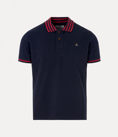 Shop Vivienne Westwood Classic Polo Stripe Collar In Navy