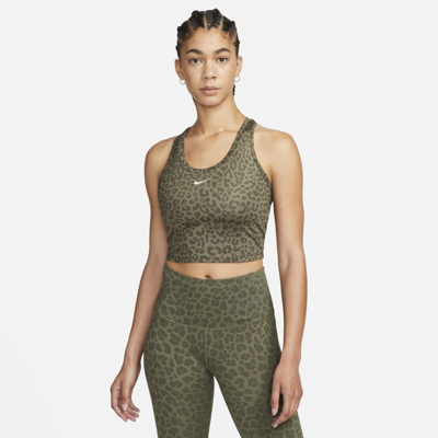 Shop Nike Women's Dri-fit One Slim Fit Printed Tank Top In Green