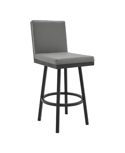 Shop Armen Living Rochester Swivel Modern Metal And Faux Leather Bar And Counter Stool In Gray