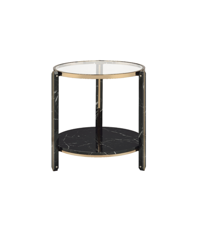 Shop Acme Furniture Thistle End Table In Clear Glass With Faux Black Marble And C