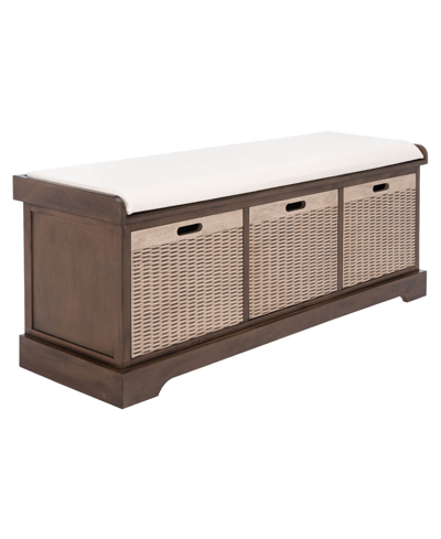 Shop Safavieh Landers 3 Drawer With Cushion Storage Bench In Brown