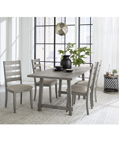 Shop Macy's Closeout! Max Meadows Laminate 5-pc Dining Set (rectangular Trestle Table + 4 Side Chairs) In Grey