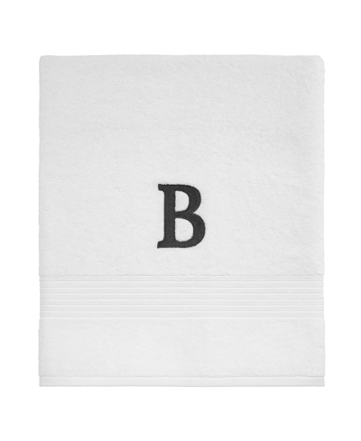 Shop Avanti Block Monogram Initial Cotton Bath Towel, 27" X 50" In White T