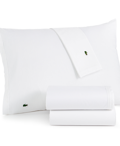 Lacoste Home Solid Percale Sheet Set, California King Bedding In White | ModeSens