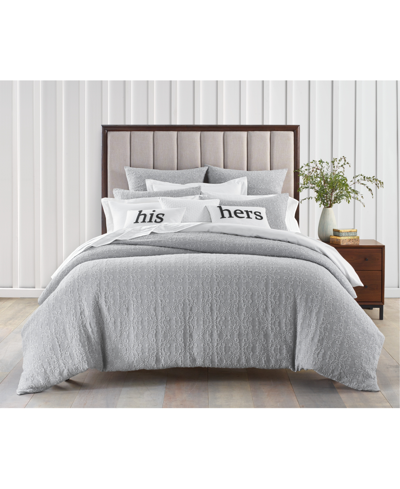 Shop Charter Club Damask Designs Woven Tile 3-pc. Duvet Cover Set, Full/queen, Created For Macy's In Grey