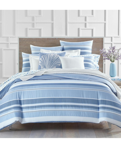 Shop Charter Club Damask Designs Coastal Stripe 300 Thread Count Duvet Cover Set, Full/queen, Created For Macy's In Blue