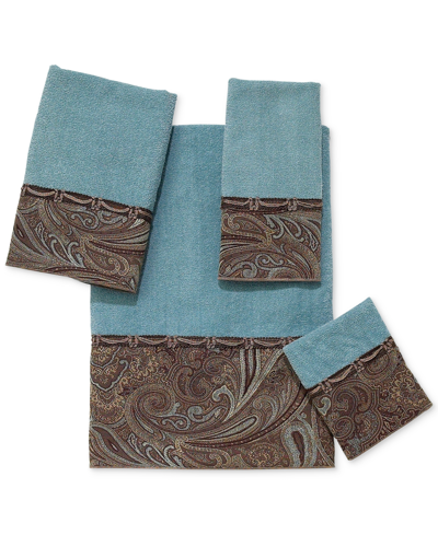 Shop Avanti Bradford Paisley Swirls Cotton Hand Towel, 16" X 30" In Mineral