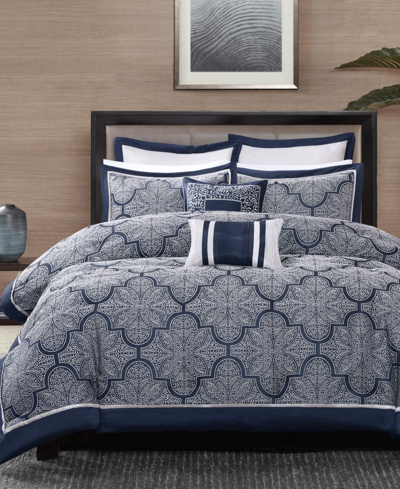 Madison Park Medina 8-pc. King Comforter Set Bedding In Navy
