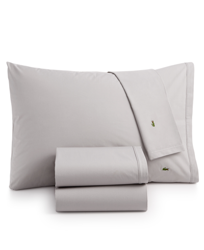 Shop Lacoste Home Solid Cotton Percale Sheet Set, Full In Sleet