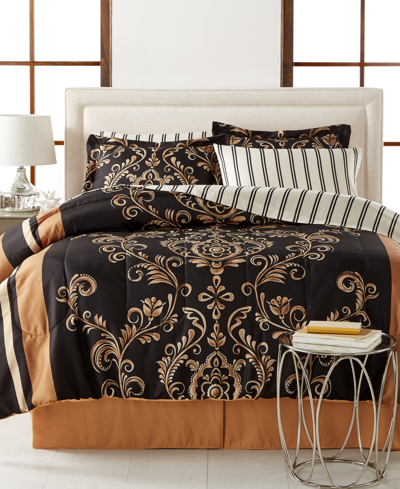 Shop Fairfield Square Collection Sabrina Reversible 8 Pc. Comforter Sets, Created For Macy's In Gold