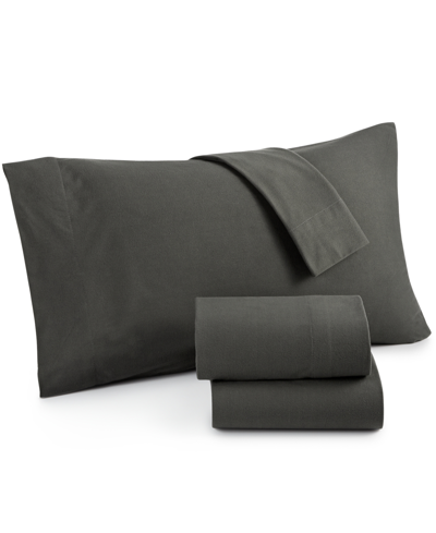 Shop Shavel Micro Flannel Solid 3-pc. Twin Xl Sheet Set In Charcoal