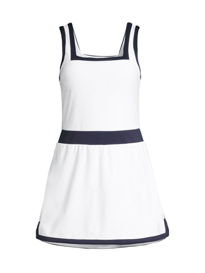 Shop Addison Bay Women's Rally Sleeveless Knit Tennis Dress In White Navy