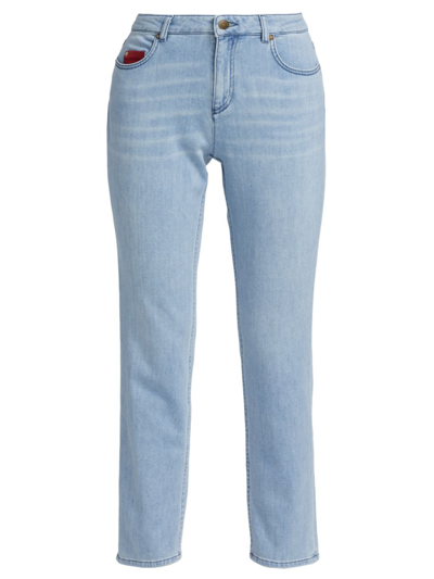 Shop Agnona Women's Denim-cashmere Skinny Jeans In Sun Bleach Denim
