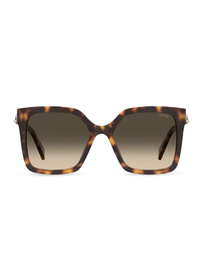 Shop Moschino Women's 55mm Square Sunglasses In Tortoise