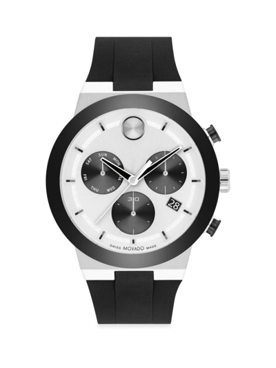 Shop Movado Men's Bold Fusion Silicone Strap Chronograph Watch In Silver