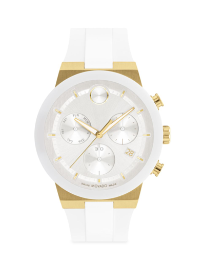 Shop Movado Men's Bold Fusion Silicone Strap Chronograph Watch In White