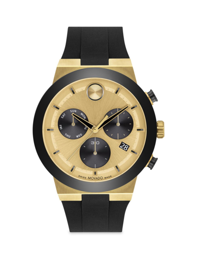 Shop Movado Men's Bold Fusion Silicone Strap Chronograph Watch In Gold