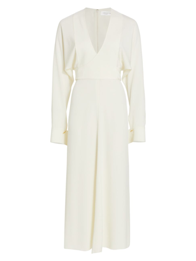 Shop Victoria Beckham Women's Satin Wrap-waist Maxi Dress In Off White