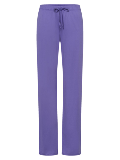 Shop Hanro Women's Cotton Drawstring Pants In Violet Blue